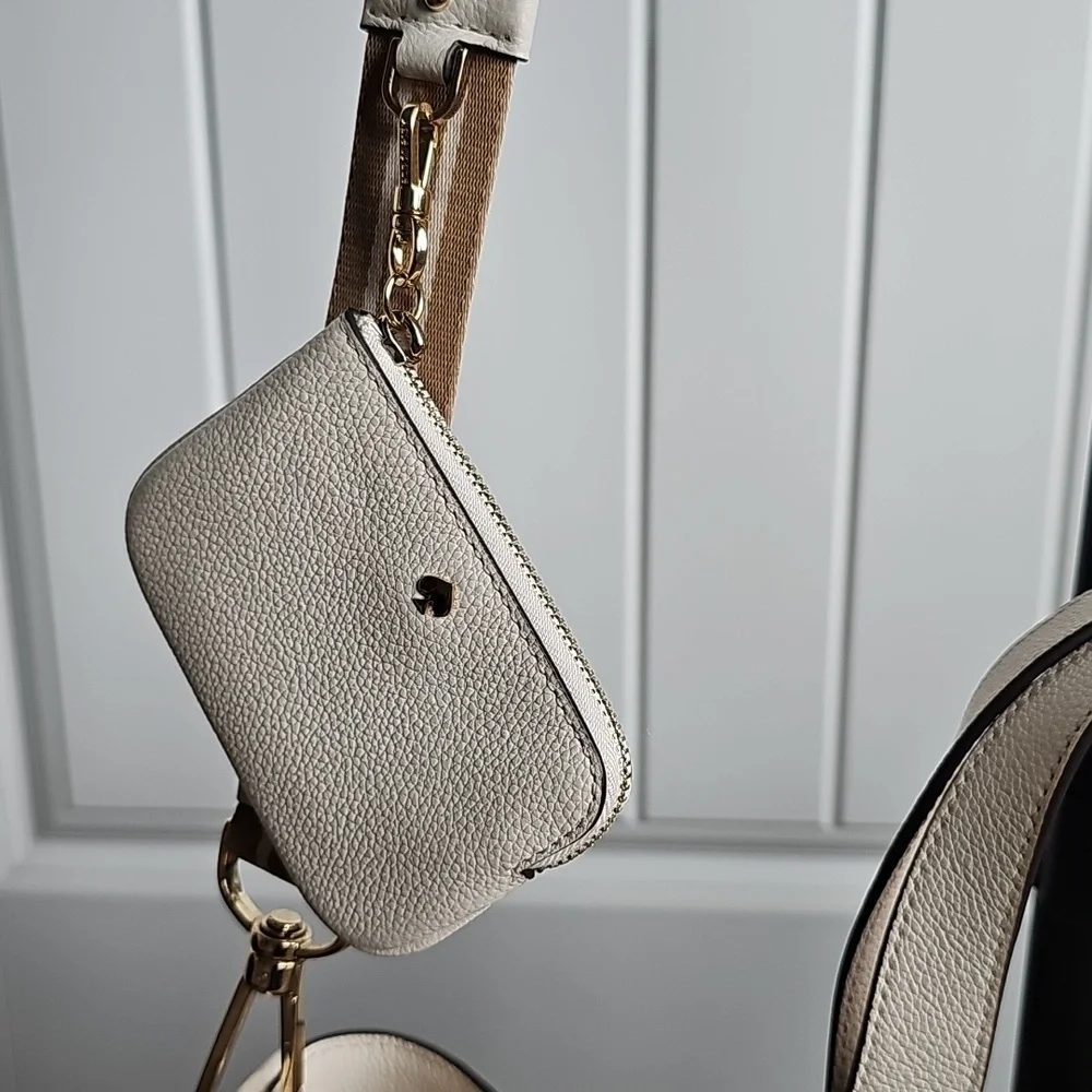 Kate Spade EUC Sherpa Satchel Coin Purse Adjustable Guitar Crossbody Strap - Picture 8 of 10